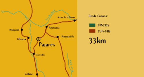 Localización del pueblo desde la capital conquense